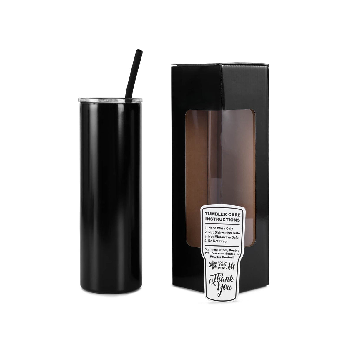 Black 20 oz insulated skinny tumbler