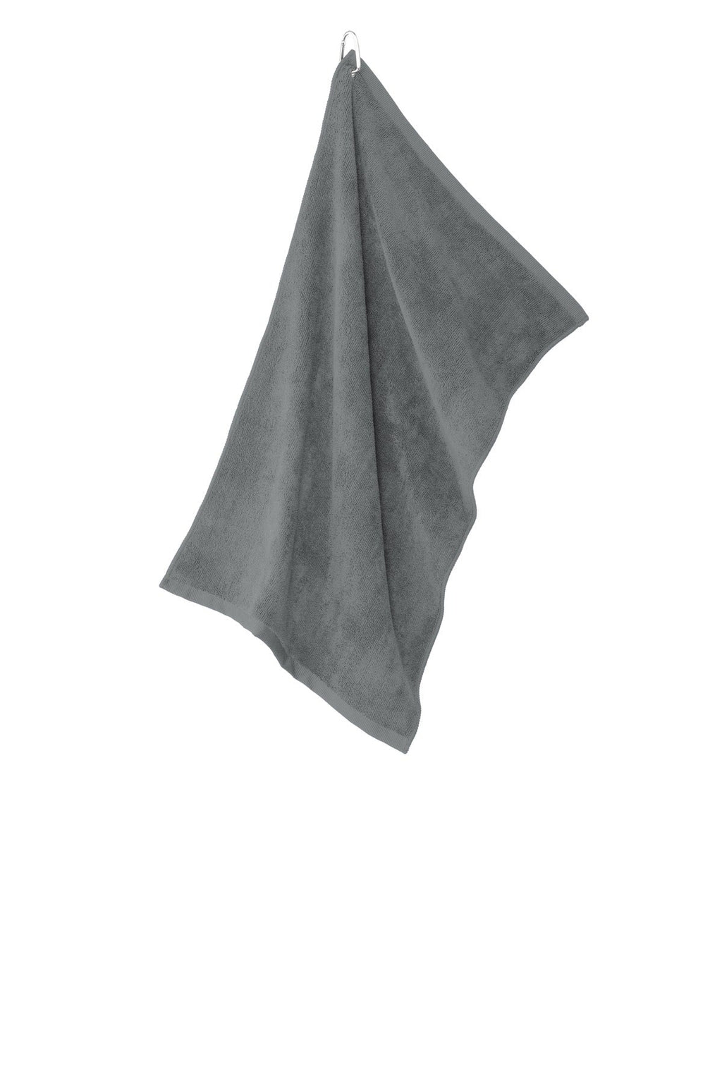 Deep smoke gray microfiber golf towel with grommet