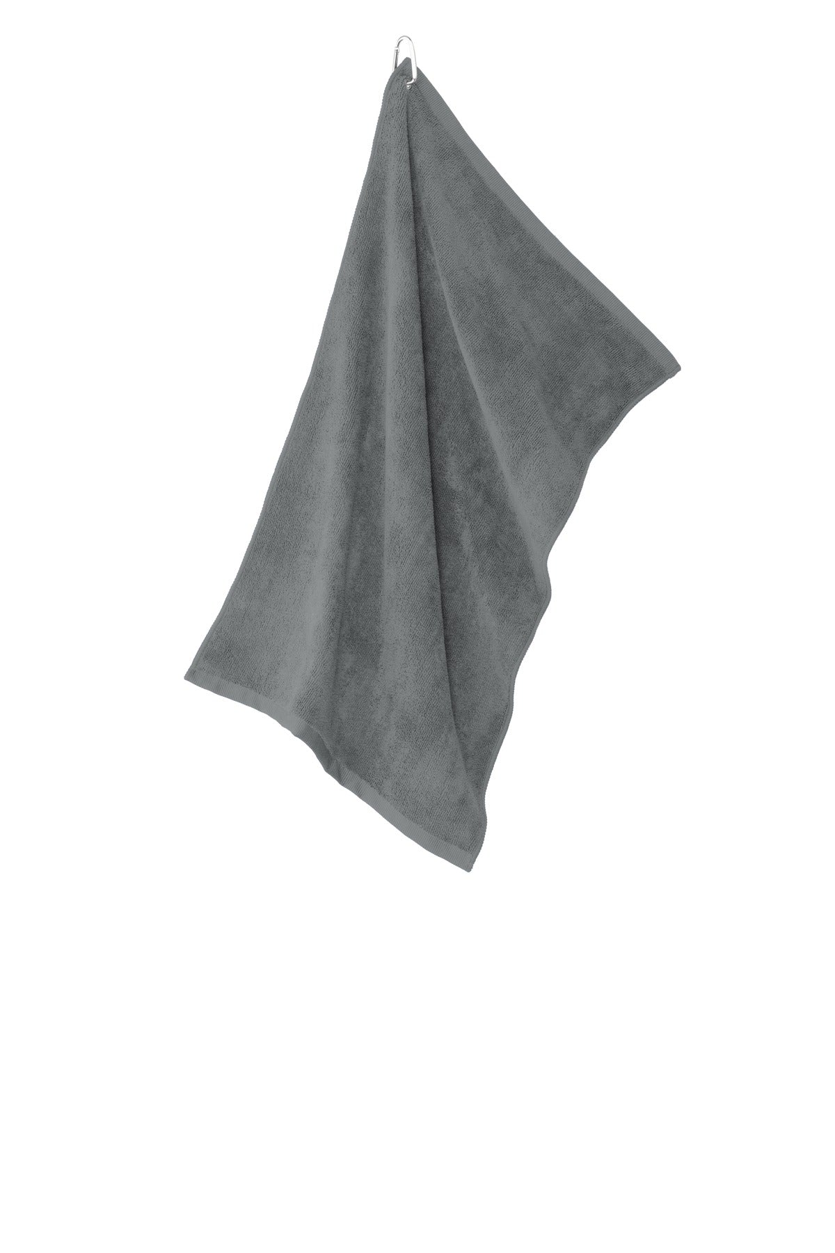 Deep smoke gray microfiber golf towel with grommet